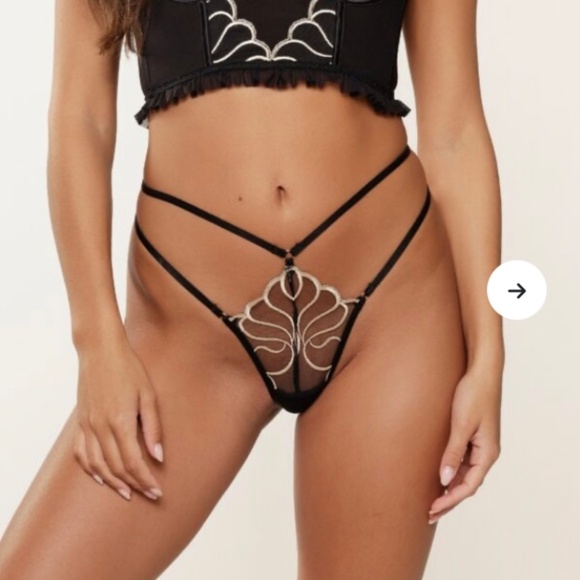 LingaDore Bustier and Thong In Black And Gold Size Medium. NWT - Picture 3 of 8